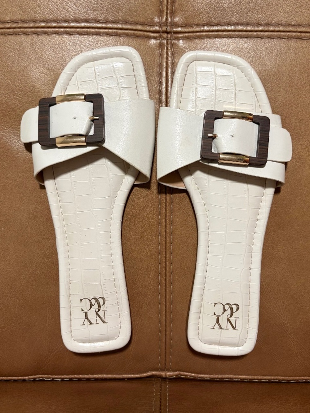 New York & Co. White Teak Buckle Slides
